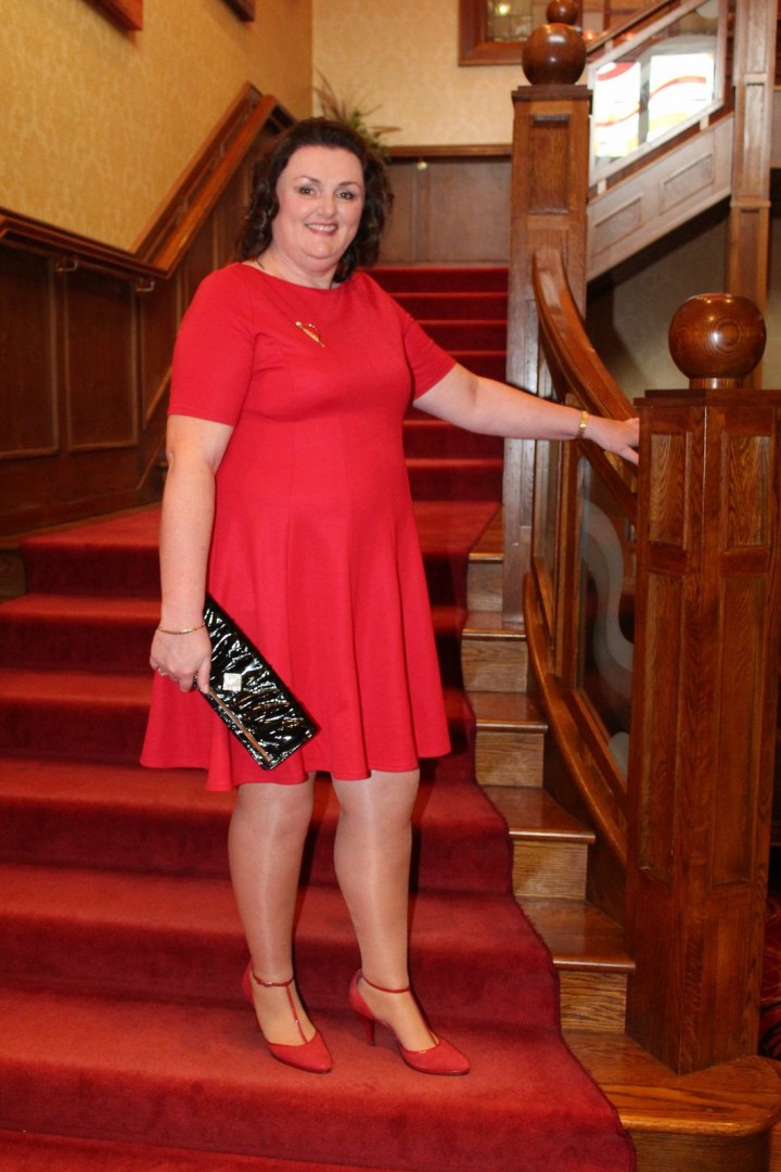 diane in red skater dress